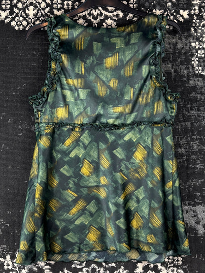 Women's Y2K Miss Sixty Green Silky Tank Top