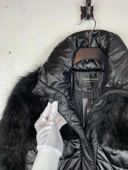 Cherry Couture Black Faux Fur Puffer Jacket