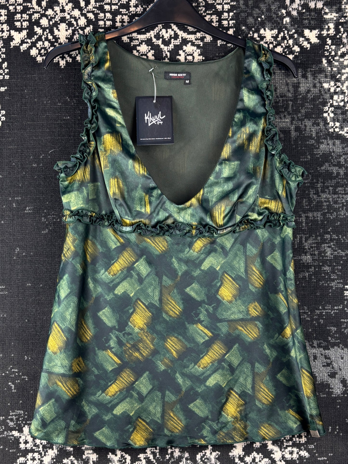 Women's Y2K Miss Sixty Green Silky Tank Top