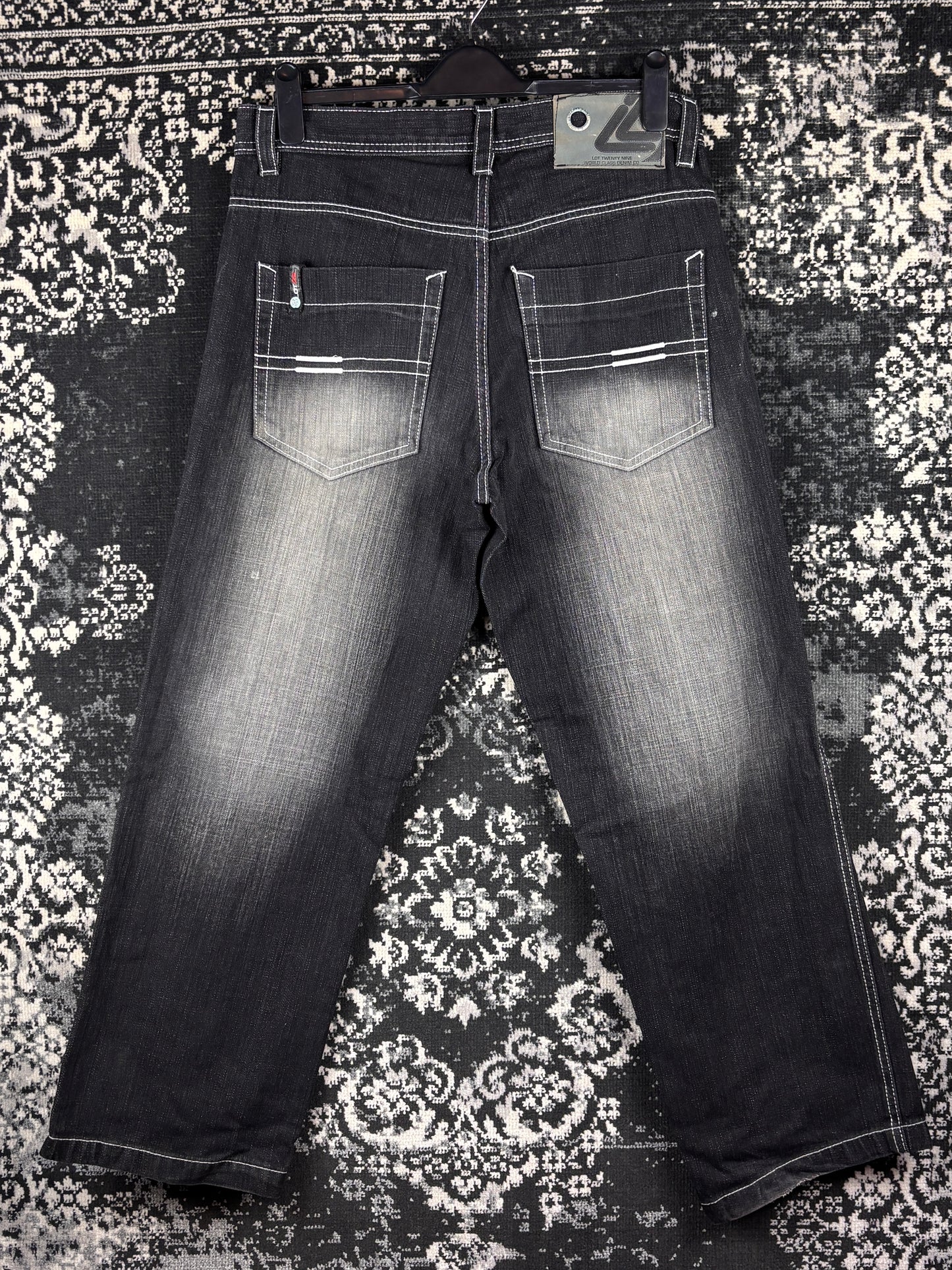 Mens Y2K LOT29 Washed Black Denim Jeans