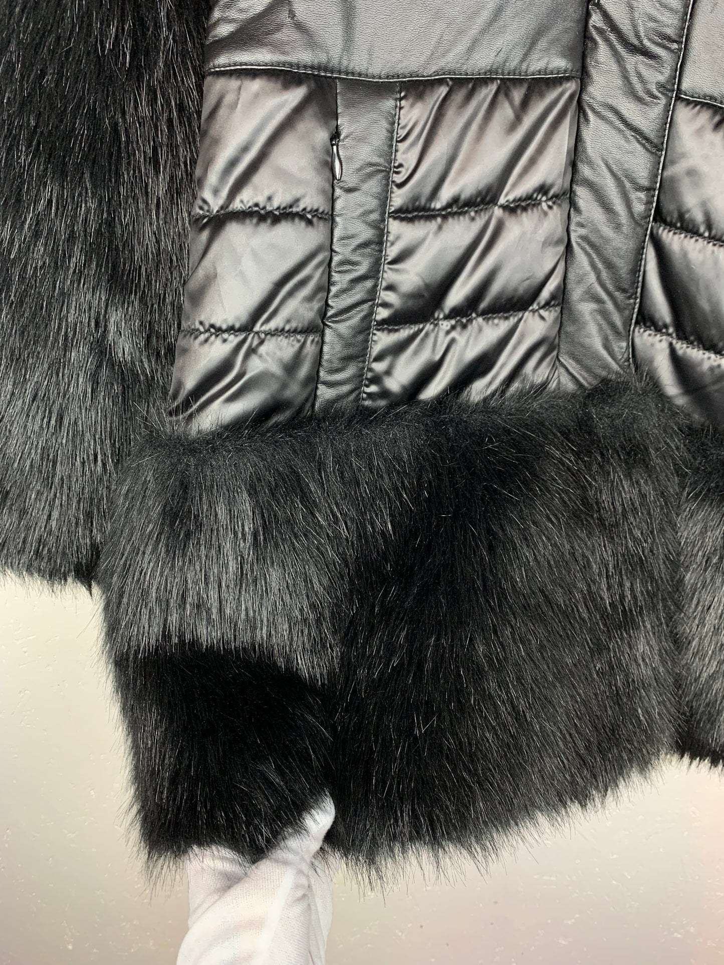 Cherry Couture Black Faux Fur Puffer Jacket