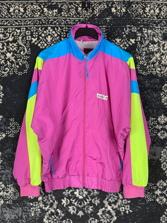 Vintage Sail Ski Windbreaker Jacket – 80s/90s Neon Colorblock Zip-Up