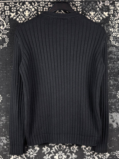 Mens Y2K S. Oliver Black Ribbed Knit Sweater