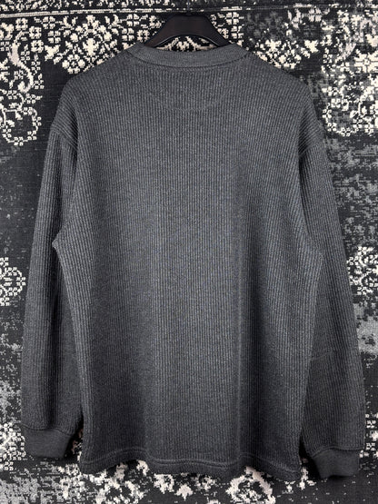 Mens Y2K Diesel Dark Grey Ribbed Knit Sweater