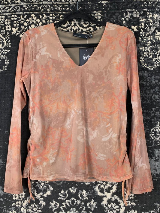 Womens Y2K Mesh Light Brown Fairy Top