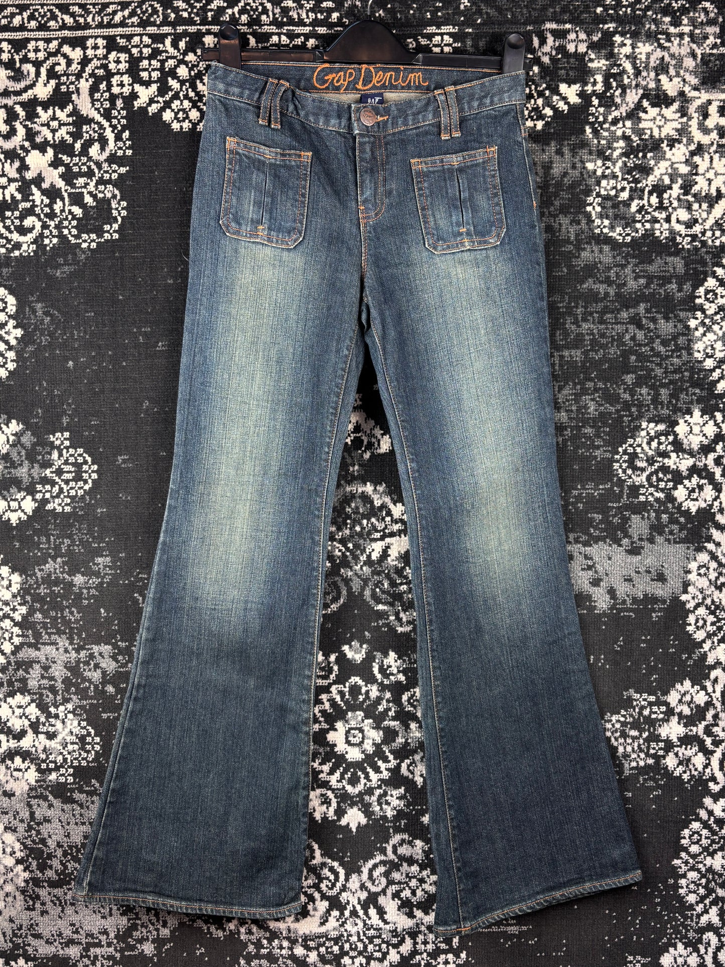 Womens Y2K Blue Denim Flare Jeans
