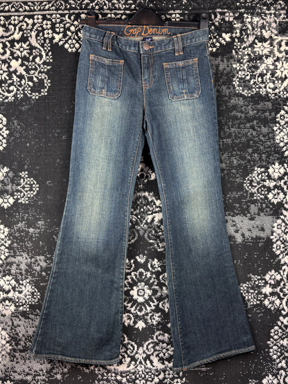 Womens Y2K Blue Denim Flare Jeans