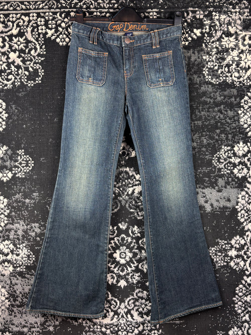 Womens Y2K Blue Denim Flare Jeans