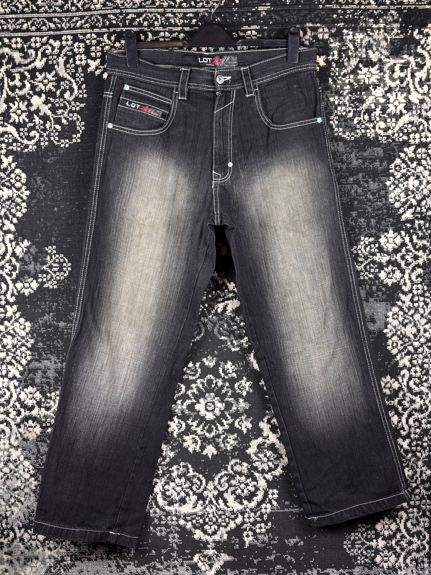Mens Y2K LOT29 Washed Black Denim Jeans