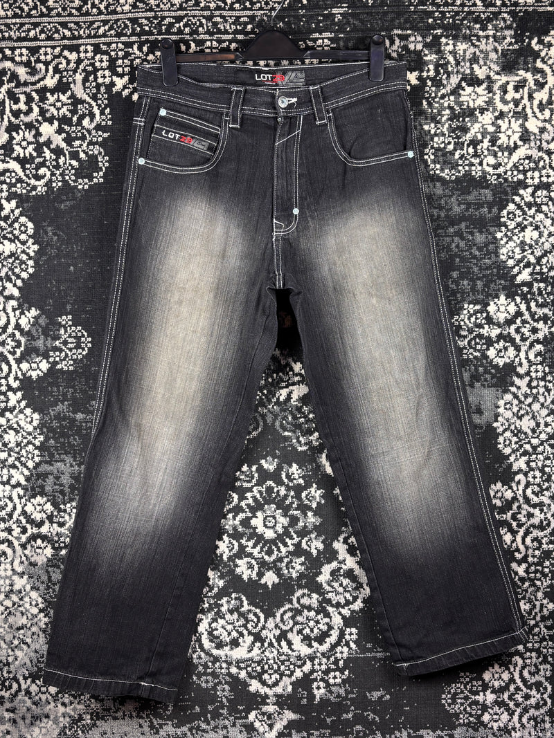 Mens Y2K LOT29 Washed Black Denim Jeans