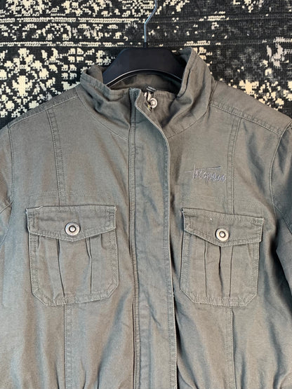 Womens Vintage Y2K Dark Grey Techwear Utility Jacket