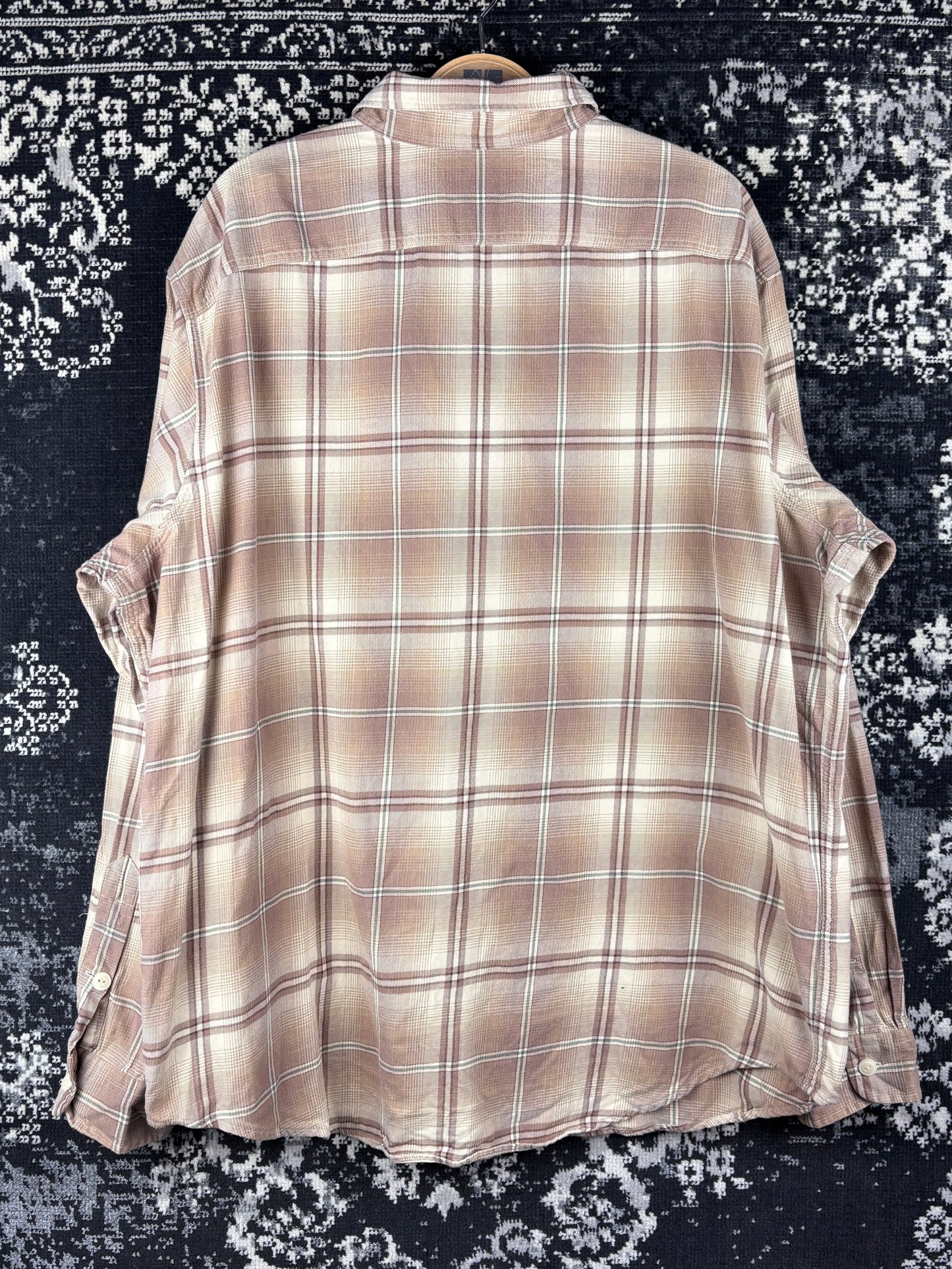 Mens Vintage Polo Ralph Lauren Light Brown Checkered Long Sleeve Shirt