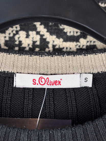 Mens Y2K S. Oliver Black Ribbed Knit Sweater