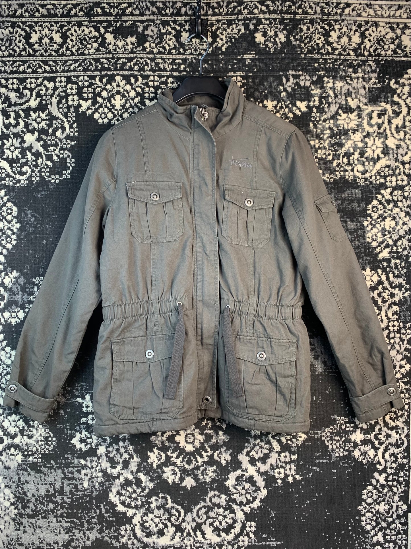 Womens Vintage Y2K Dark Grey Techwear Utility Jacket