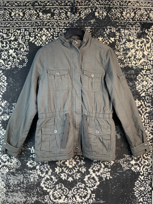 Womens Vintage Y2K Dark Grey Techwear Utility Jacket