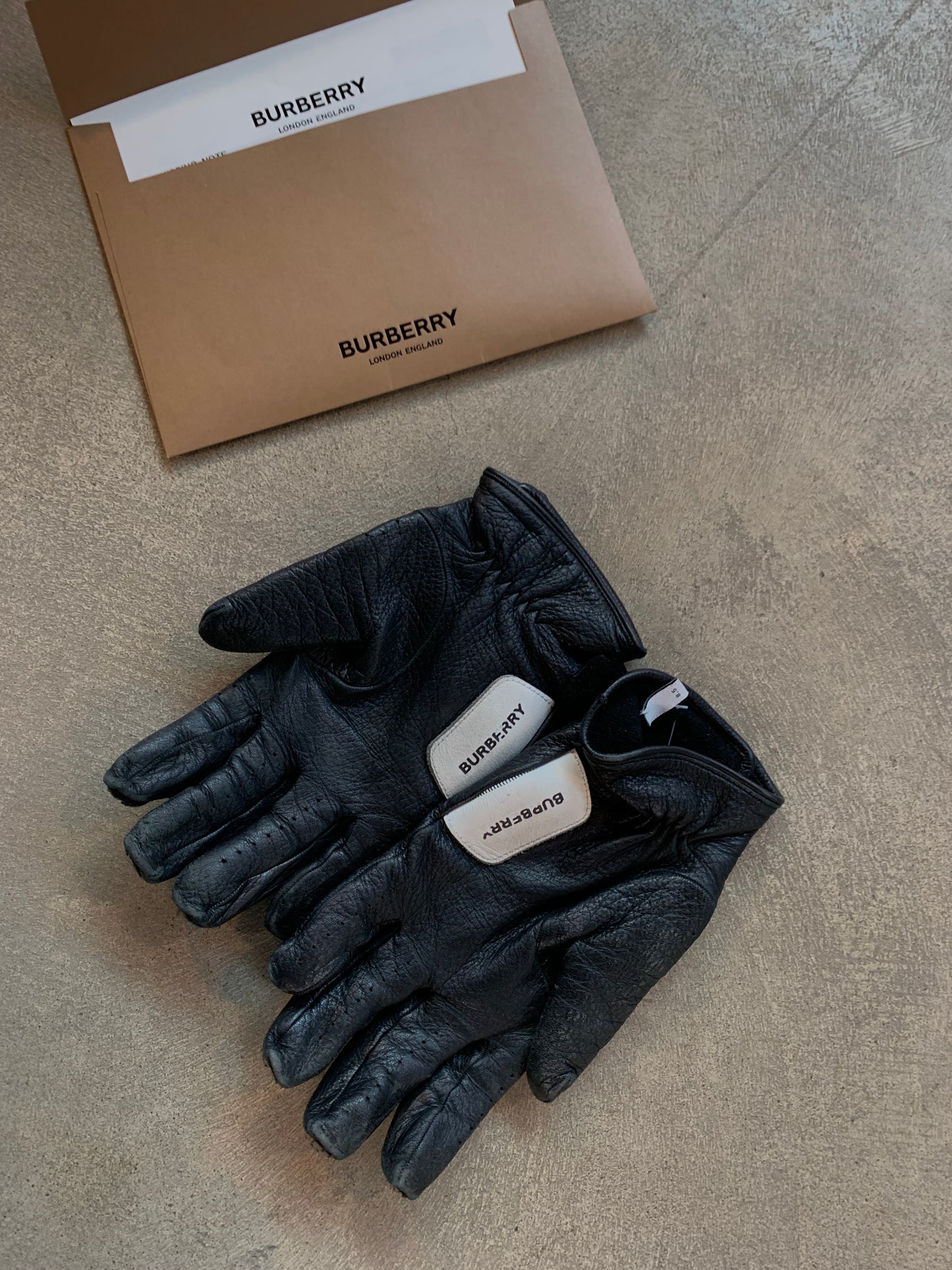 Mens Luxury Burberry Black Genuine Leather Gloves