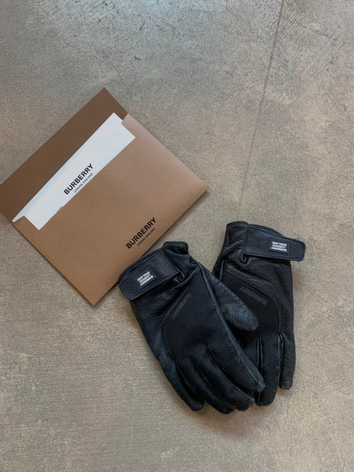 Mens Luxury Burberry Black Genuine Leather Gloves