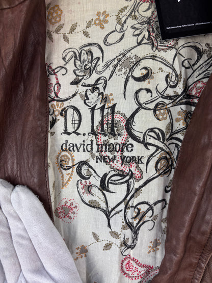 Womens Vintage Y2K David Moore Brown Genuine Leather Jacket