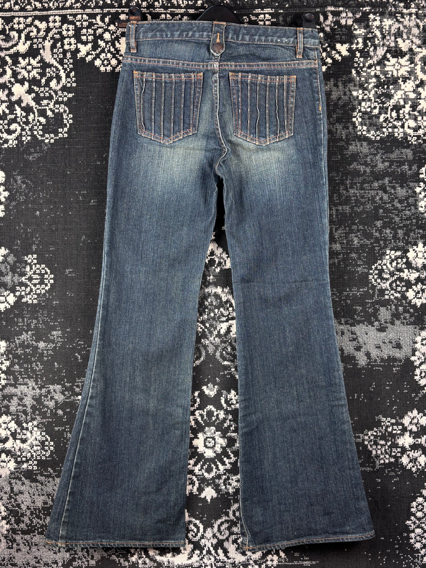 Womens Y2K Blue Denim Flare Jeans