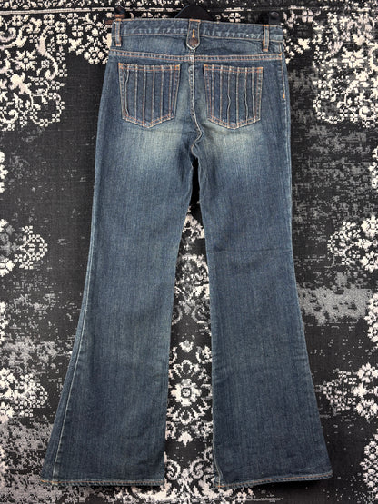 Womens Y2K Blue Denim Flare Jeans
