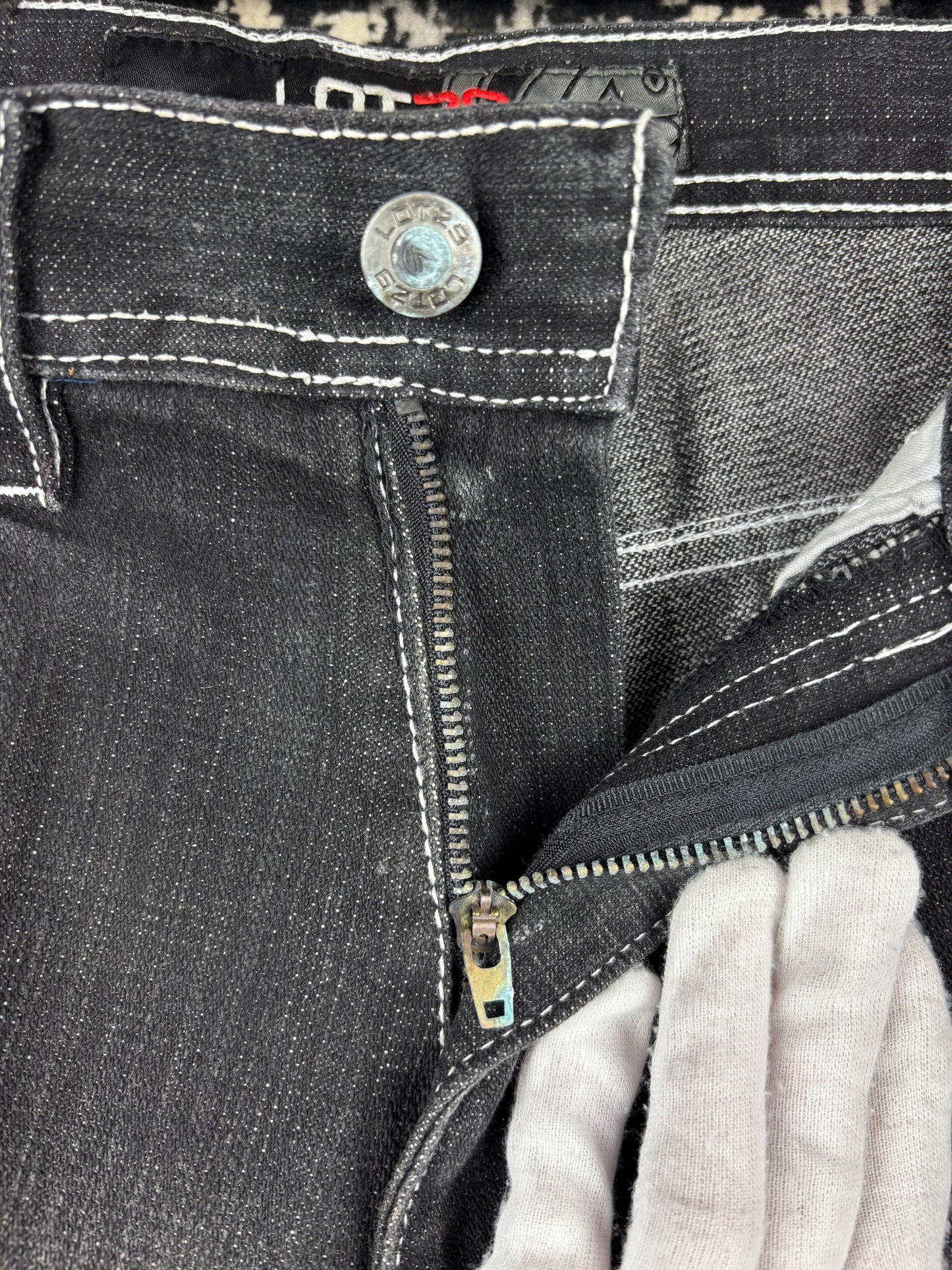 Mens Y2K LOT29 Washed Black Denim Jeans