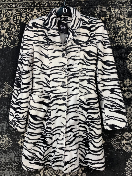 Womens Y2K Zebra Pattern Faux Fur Coat