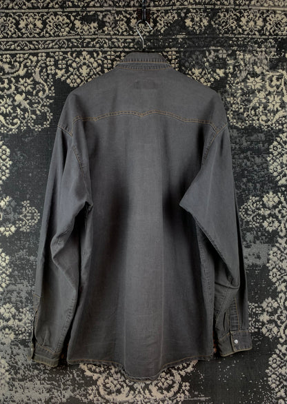 Mens Vintage Levi’s Grey Denim Western Snap Button Up Shirt