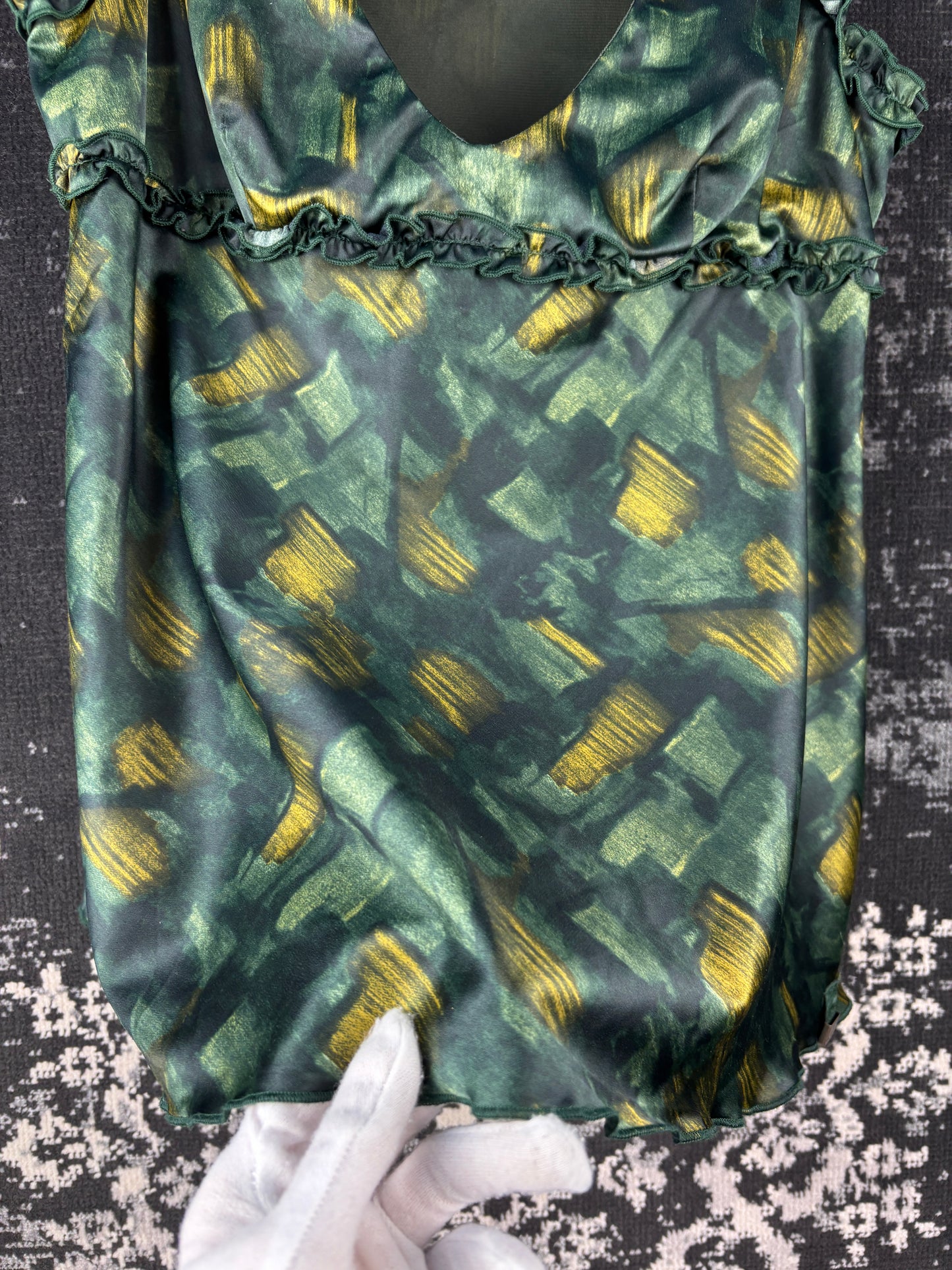 Women's Y2K Miss Sixty Green Silky Tank Top