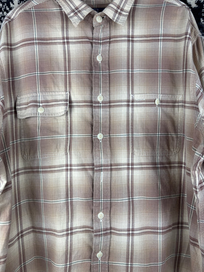Mens Vintage Polo Ralph Lauren Light Brown Checkered Long Sleeve Shirt