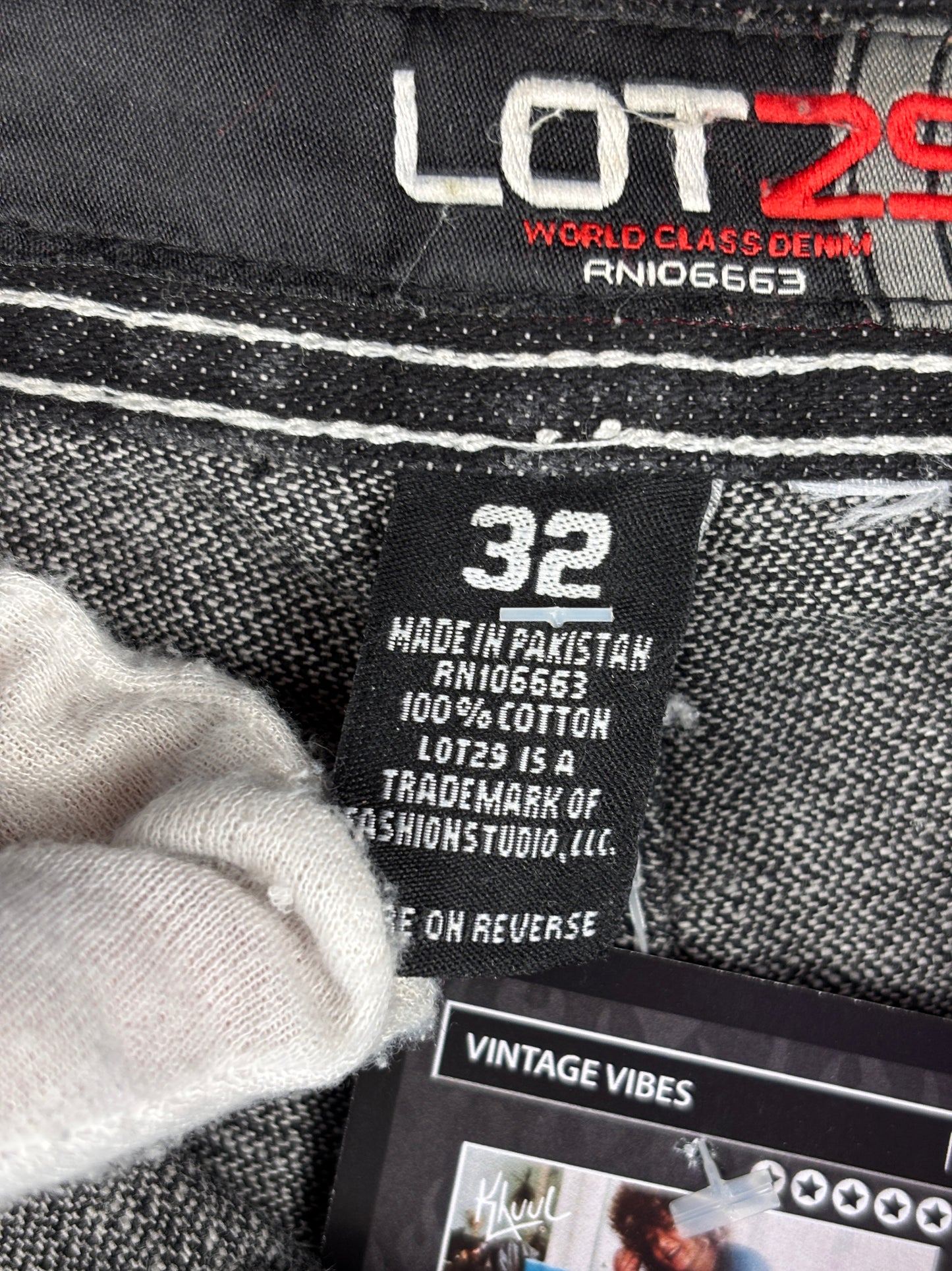 Mens Y2K LOT29 Washed Black Denim Jeans