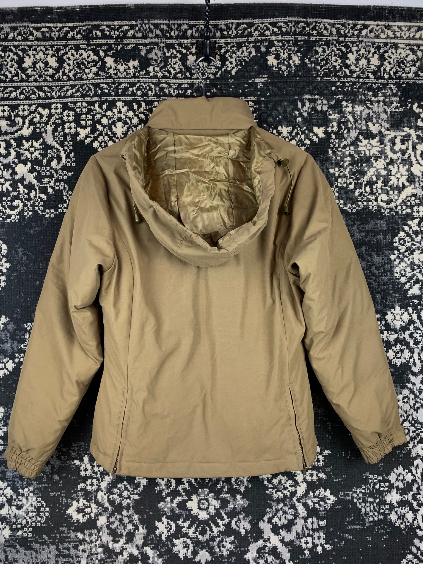 Womens Vintage Y2K Warm Brown Hooded Windbreaker Jacket