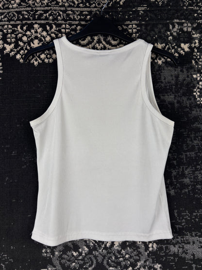 Womens Y2K Printed White Tank Top