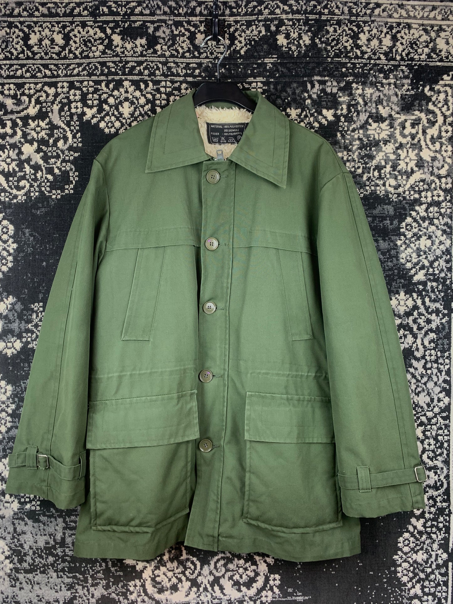 Mens Vintage Army Green Heavyweight Winter Coat
