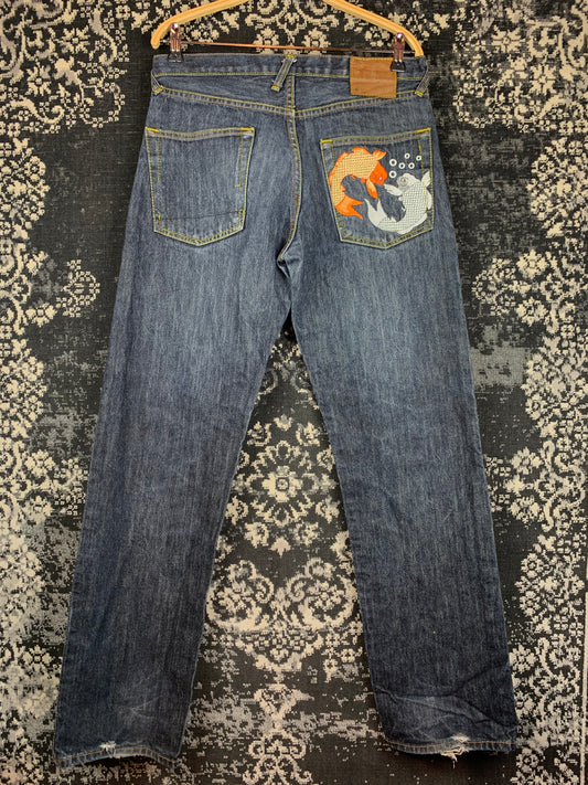 Vintage Embroidered Evisu Denim Jeans
