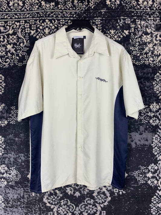 "Clockhouse" Beige and Black Button Up Shirt